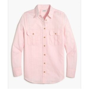 J.Crew Re-Imagined Pink‎ Cotton Button Up Shirt Long Sleeve Pocket Women's M